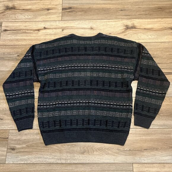 Men's VTG Jantzen Geometric Knit Sweater SZ LARGE Multicolor Grandpa Retro - Picture 10 of 12